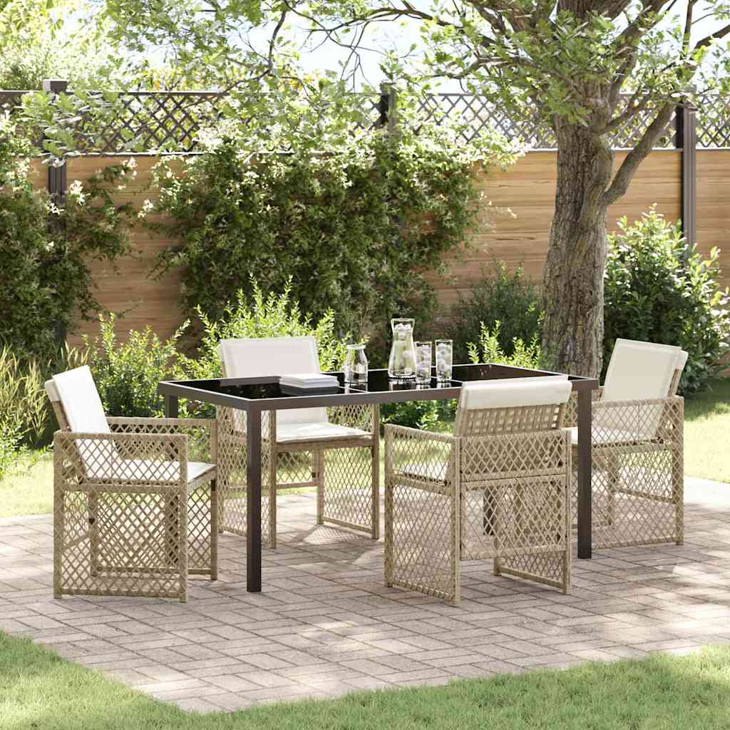 Garden Dining Set 5 pcs Beige Poly Rattan