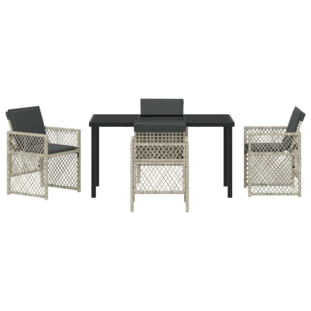 Garden Dining Set 5 pcs Light grey Poly Rattan