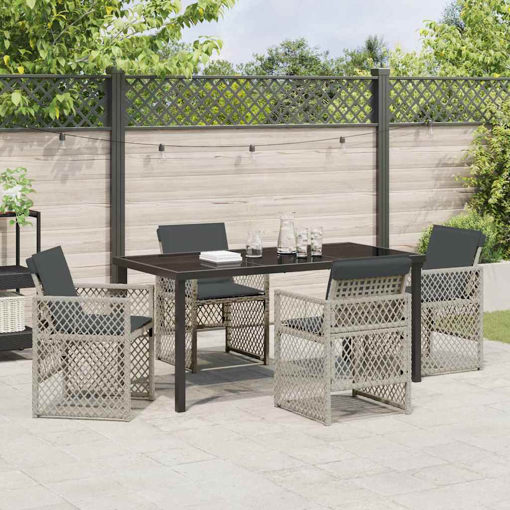 Garden Dining Set 5 pcs Light Grey Poly Rattan