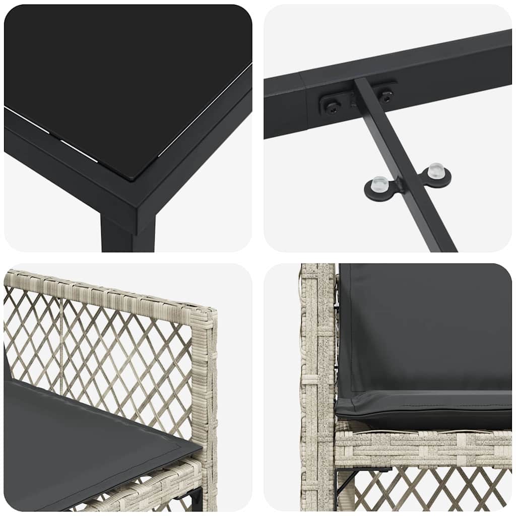 Garden Dining Set 9 pcs Light Grey Poly Rattan