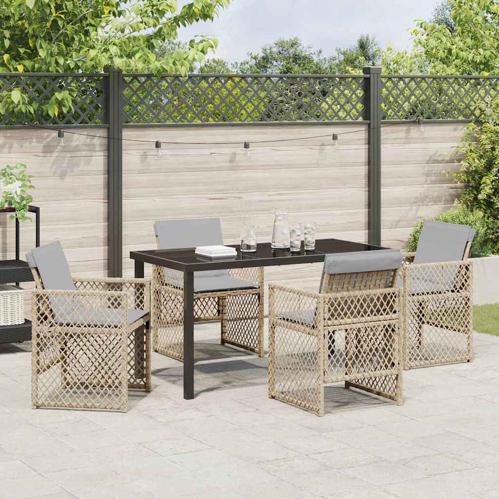 Garden Dining Set 5 pcs Beige Poly Rattan