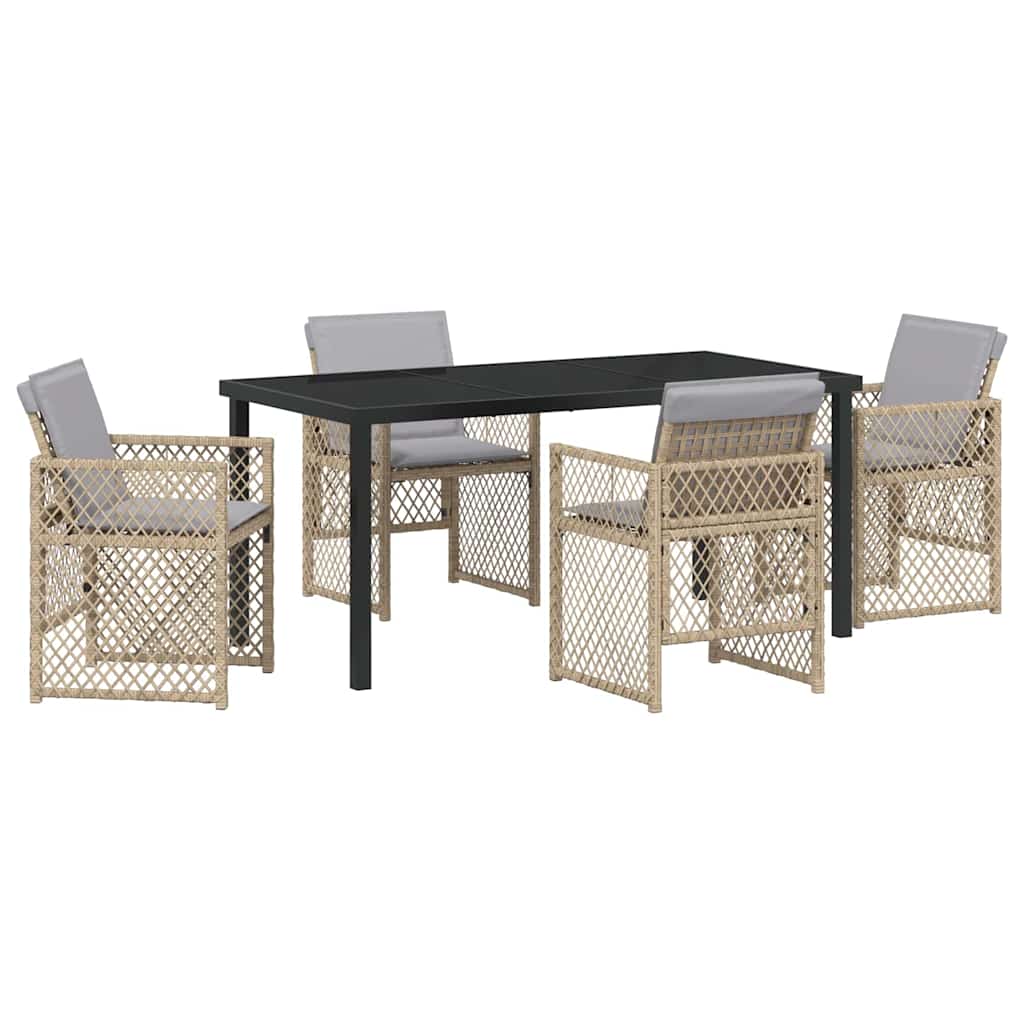 Garden Dining Set 5 pcs Beige Poly Rattan