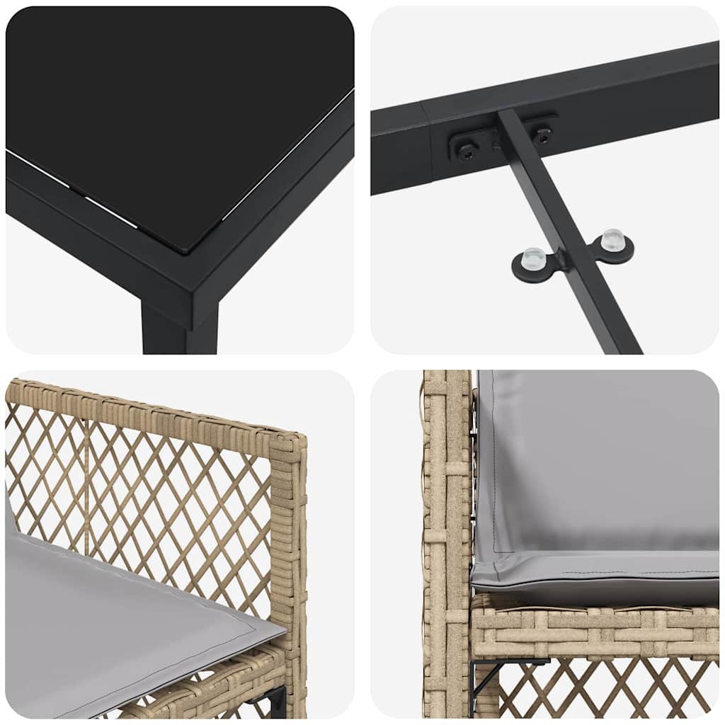 Garden Dining Set 9 pcs Beige Poly Rattan