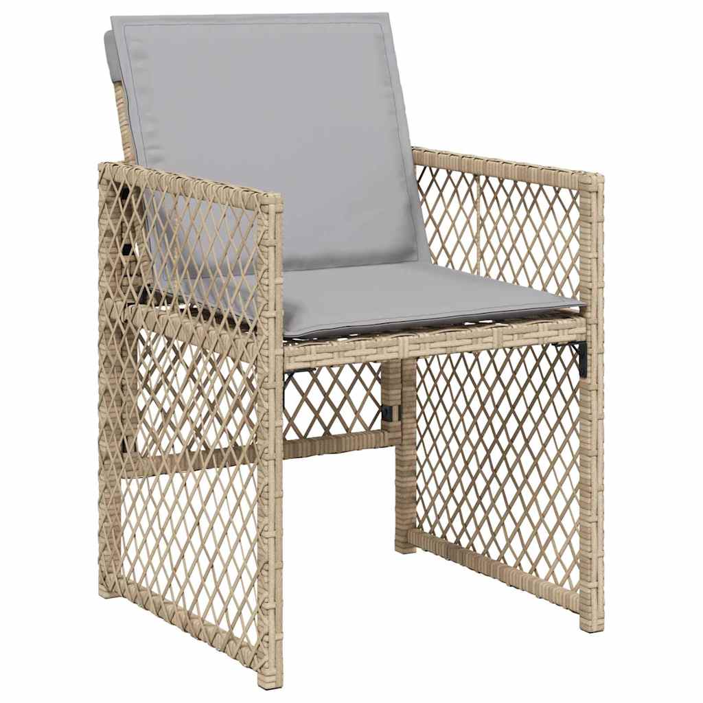 Garden Dining Set 9 pcs Beige Poly Rattan
