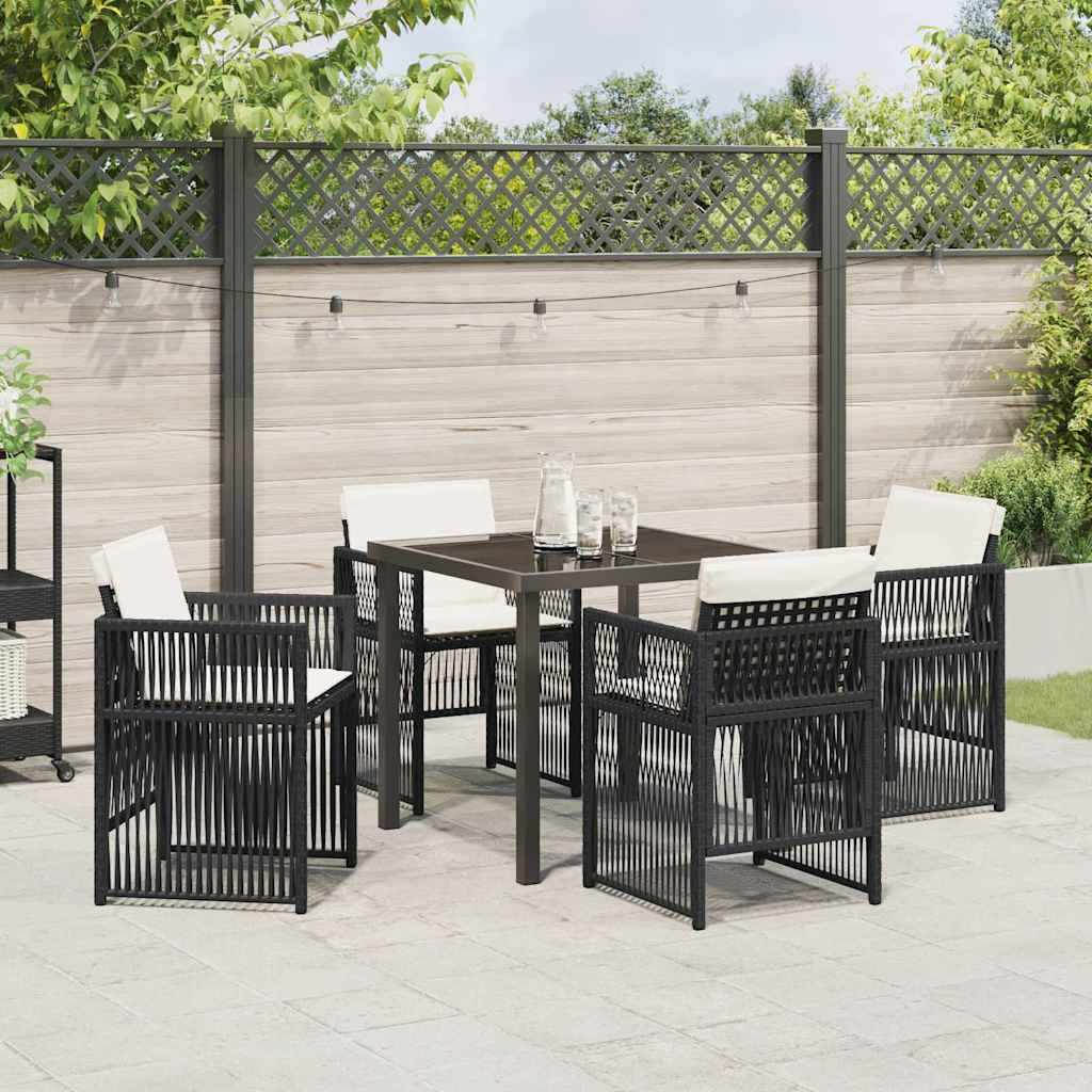 Garden Dining Set 5 pcs Black Poly rattan