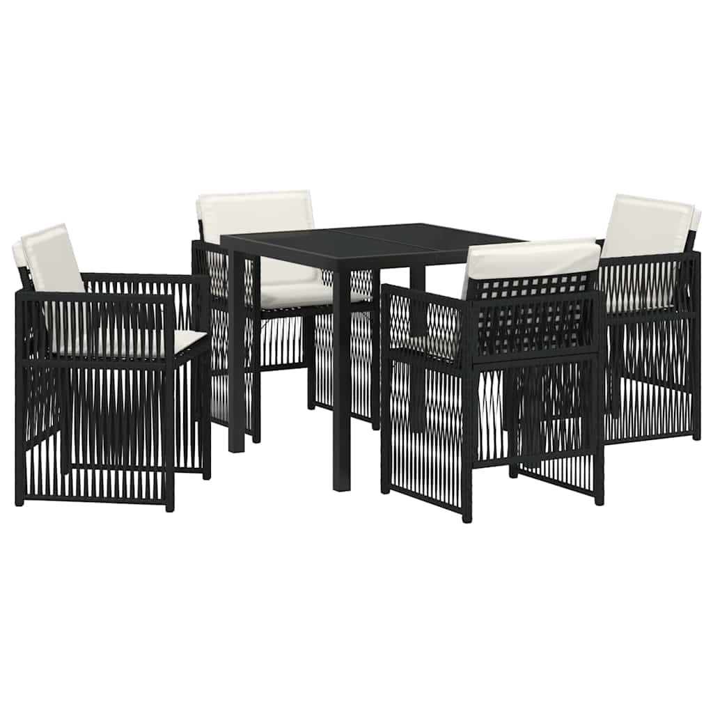 Garden Dining Set 5 pcs Black Poly rattan