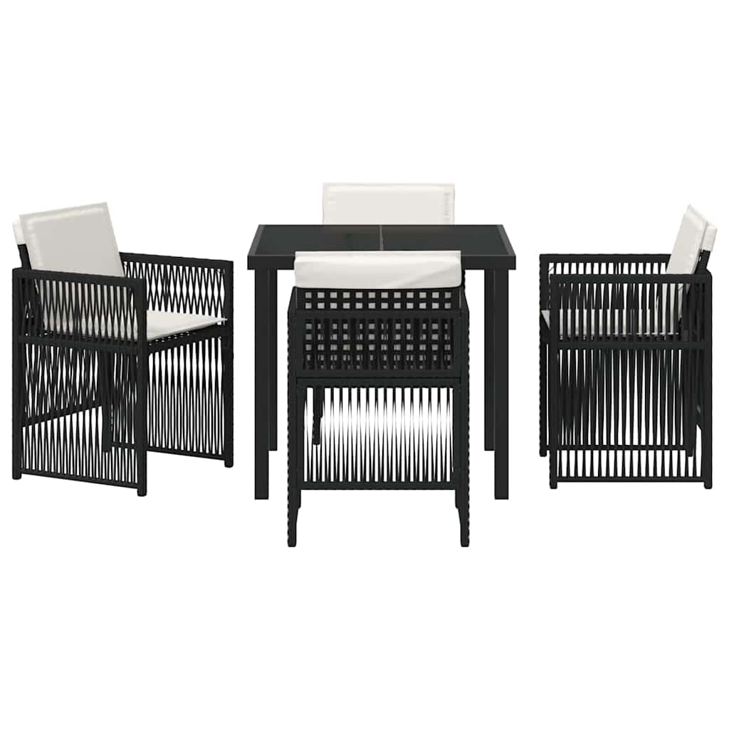 Garden Dining Set 5 pcs Black Poly rattan