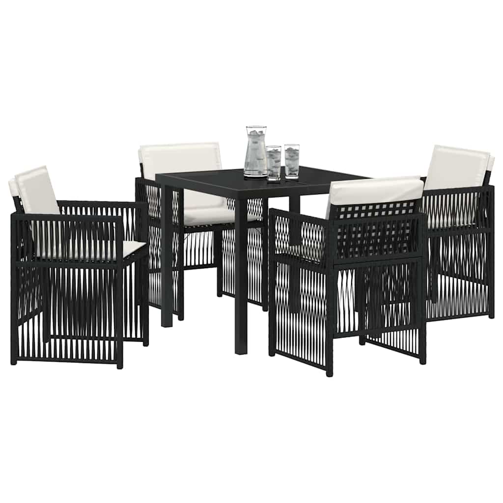 Garden Dining Set 5 pcs Black Poly rattan