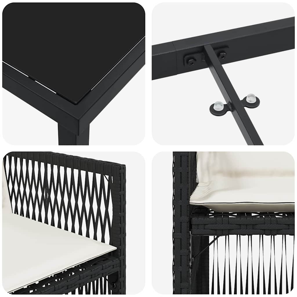 Garden Dining Set 5 pcs Black Poly rattan