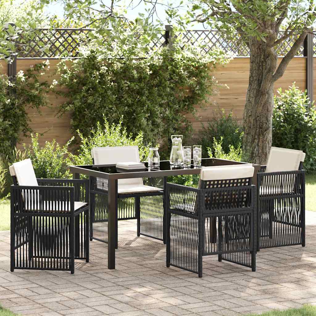 Garden Dining Set 5 pcs Black Poly rattan