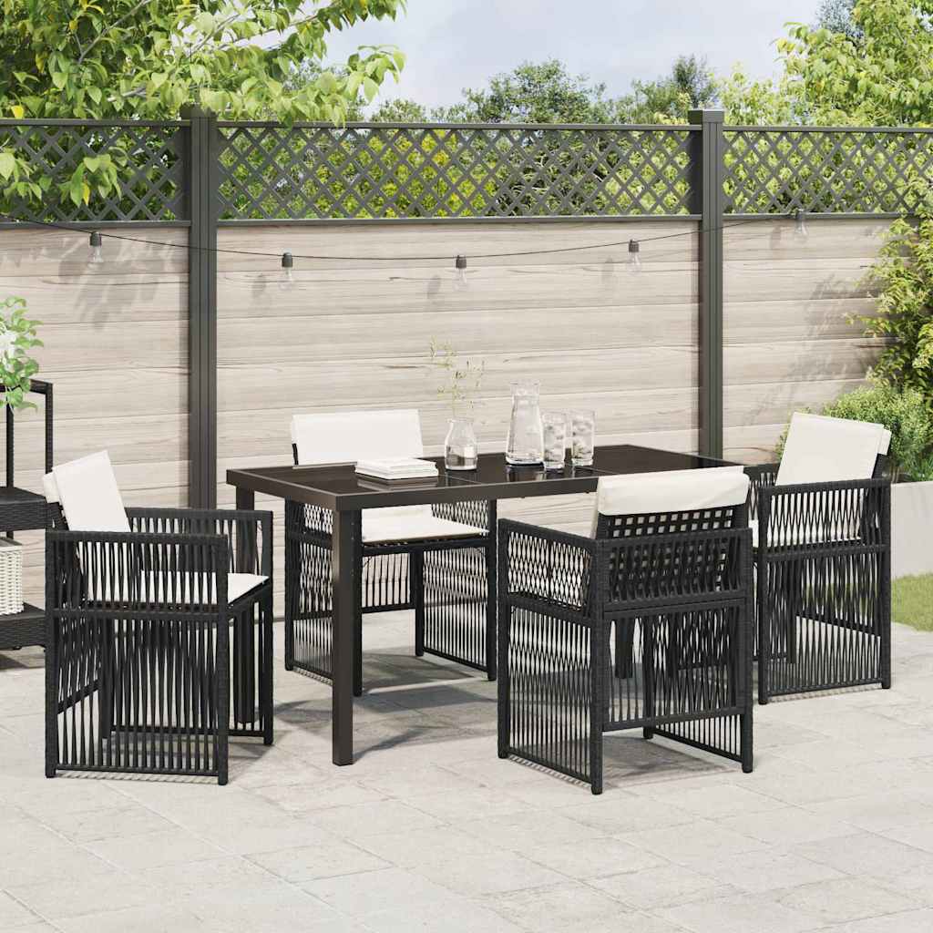 Garden Dining Set 5 pcs Black Poly rattan