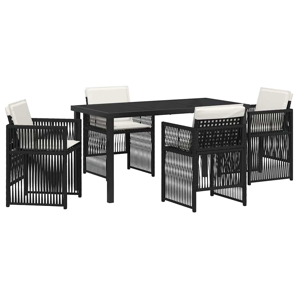 Garden Dining Set 5 pcs Black Poly rattan