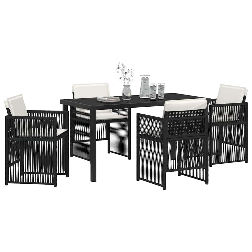 Garden Dining Set 5 pcs Black Poly rattan