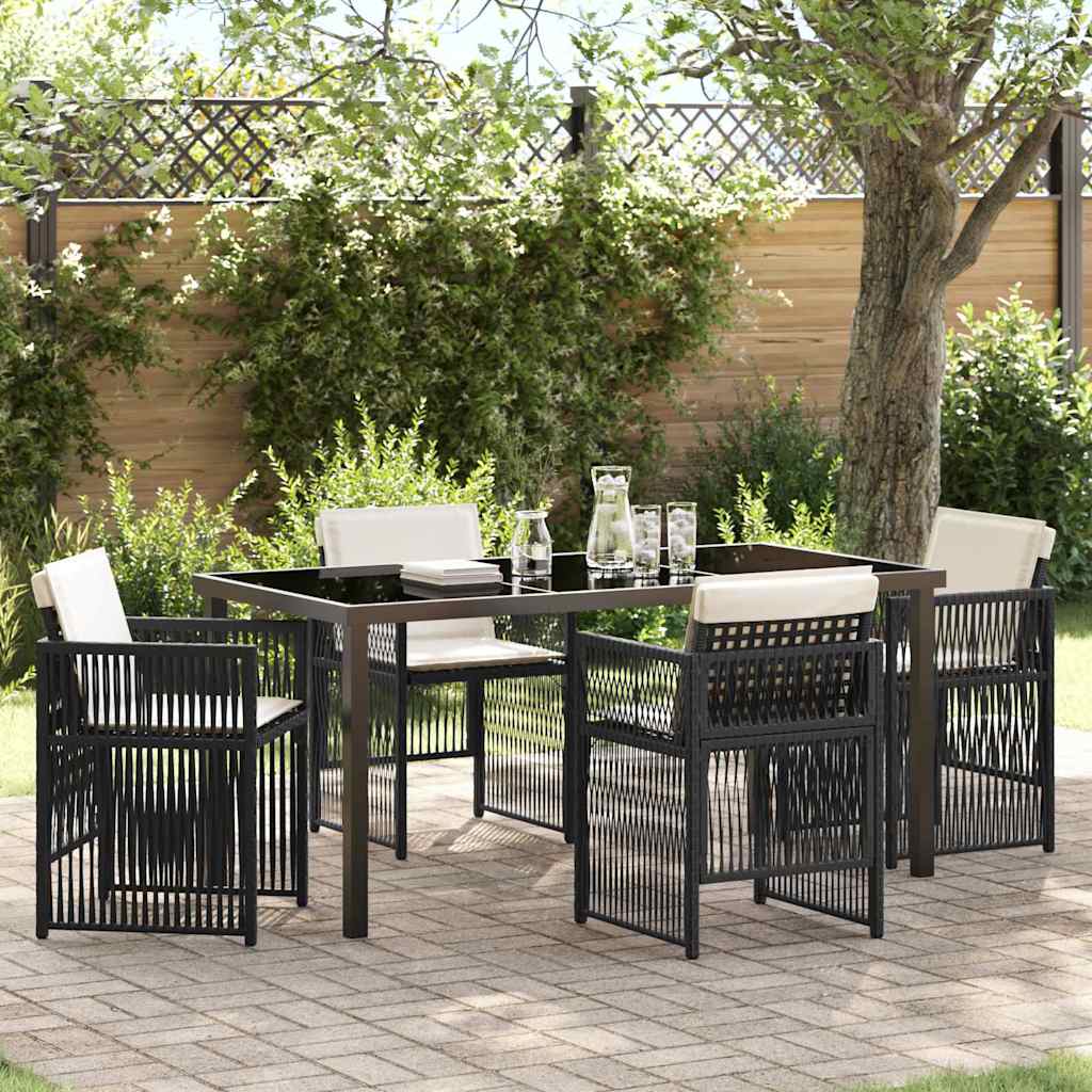 Garden Dining Set 5 pcs Black Poly rattan