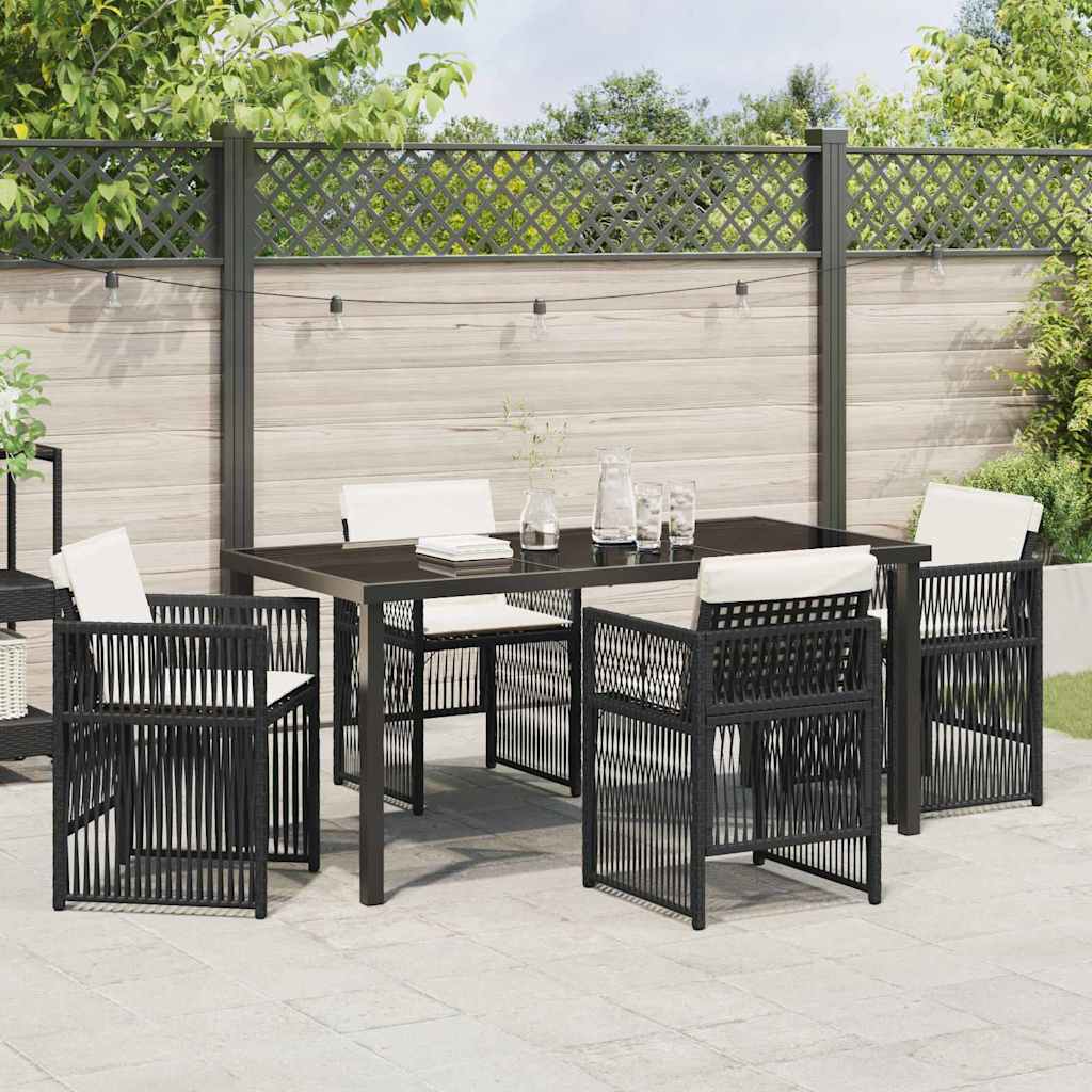 Garden Dining Set 5 pcs Black Poly rattan