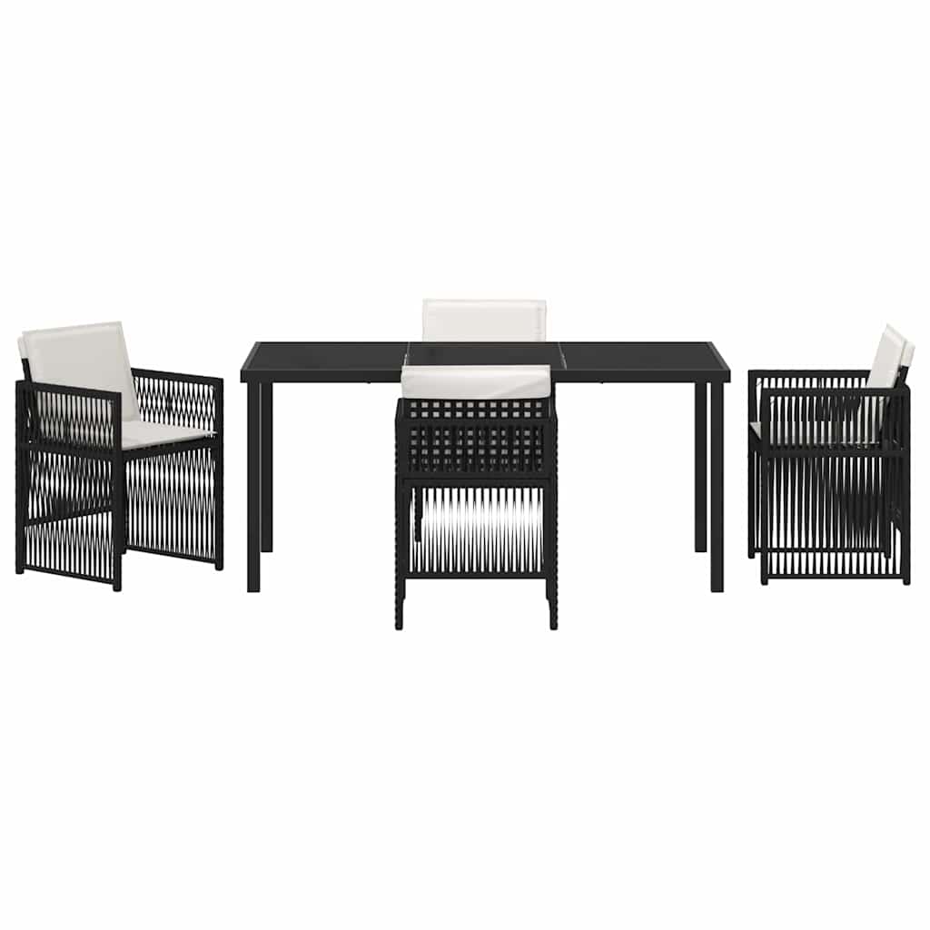 Garden Dining Set 5 pcs Black Poly rattan