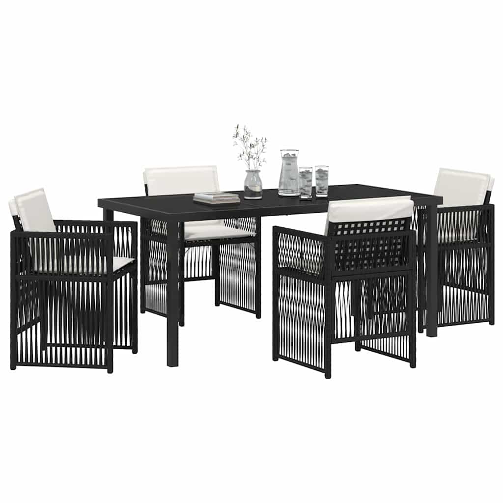Garden Dining Set 5 pcs Black Poly rattan