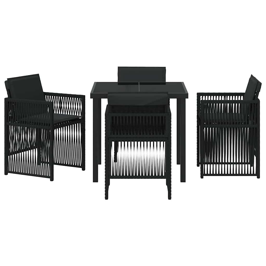 Garden Dining Set 5 pcs Black Poly rattan