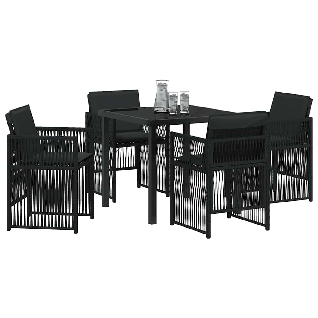 Garden Dining Set 5 pcs Black Poly rattan