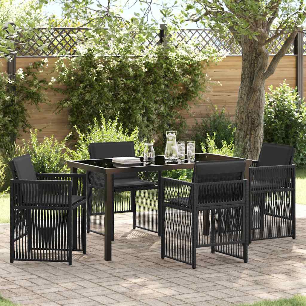 Garden Dining Set 5 pcs Black Poly rattan