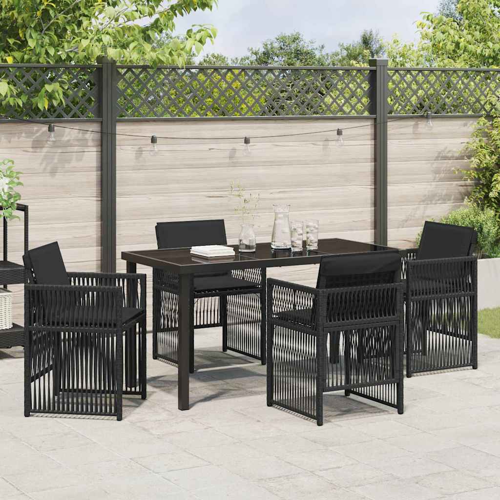 Garden Dining Set 5 pcs Black Poly rattan