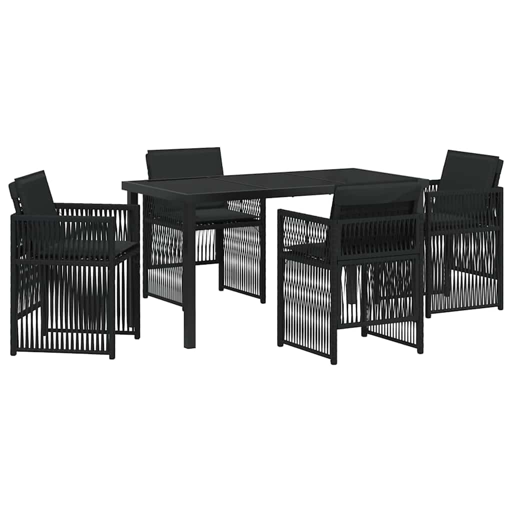 Garden Dining Set 5 pcs Black Poly rattan