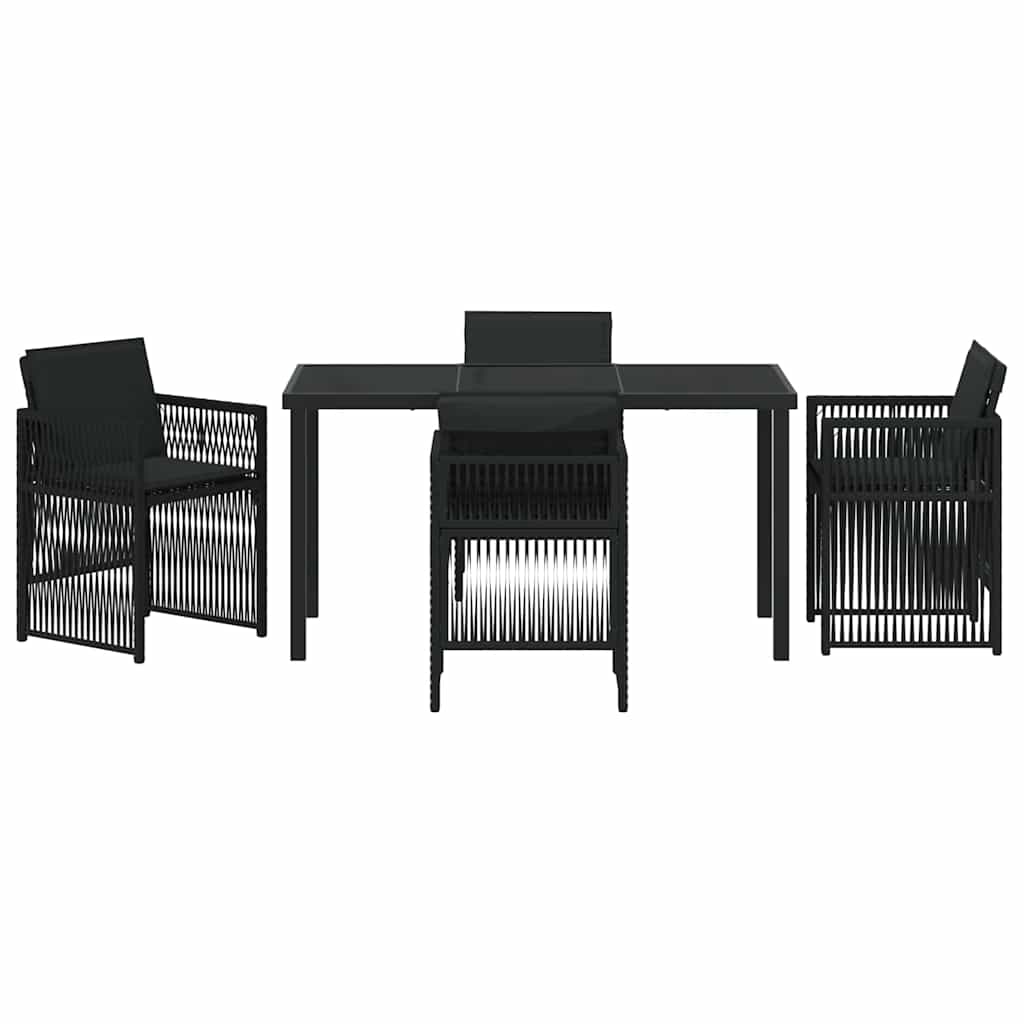 Garden Dining Set 5 pcs Black Poly rattan