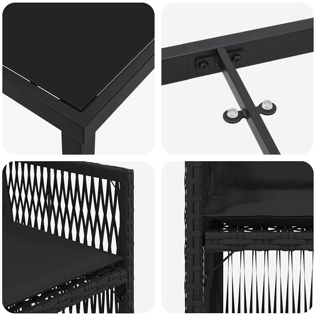 Garden Dining Set 5 pcs Black Poly rattan