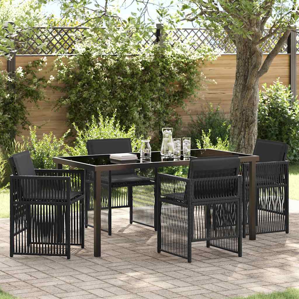 Garden Dining Set 5 pcs Black Poly rattan