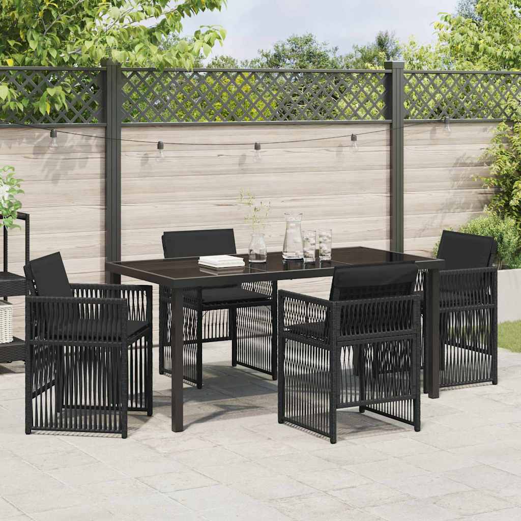 Garden Dining Set 5 pcs Black Poly rattan