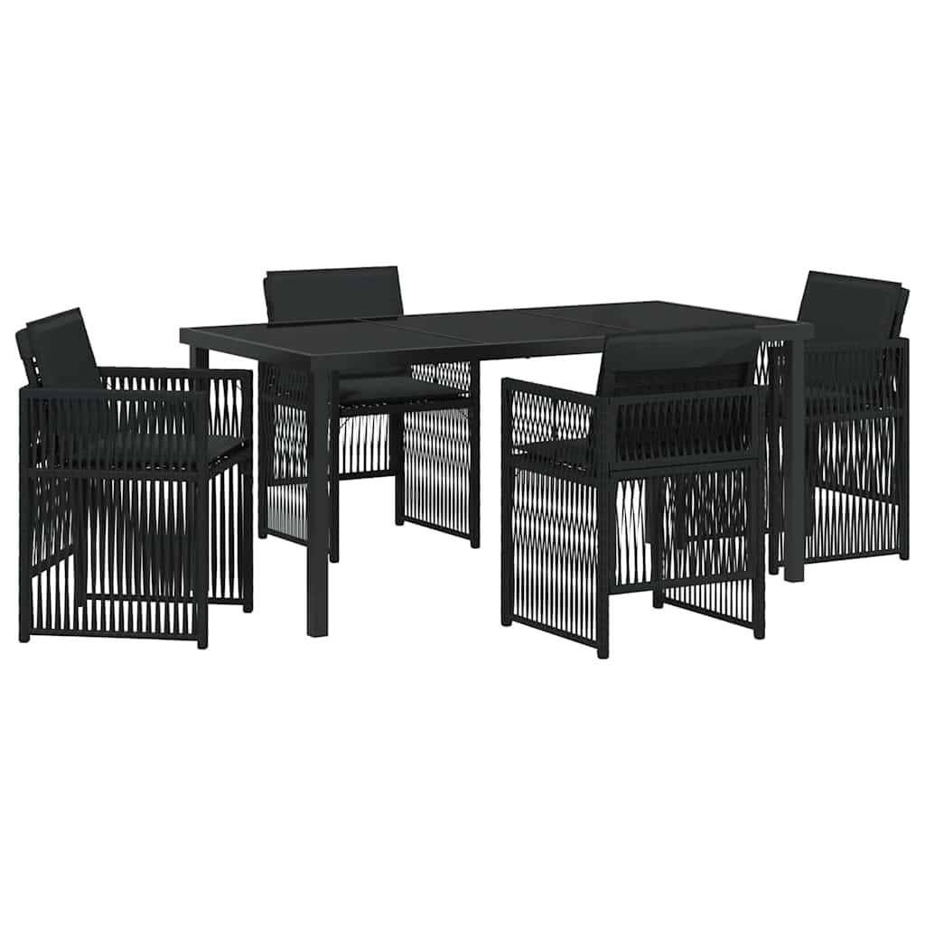 Garden Dining Set 5 pcs Black Poly rattan