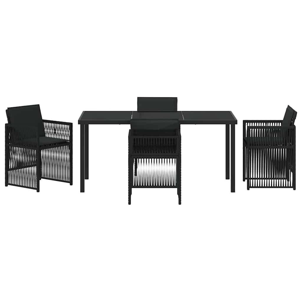 Garden Dining Set 5 pcs Black Poly rattan