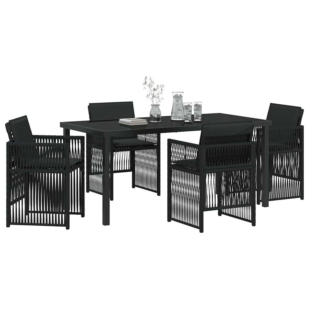 Garden Dining Set 5 pcs Black Poly rattan