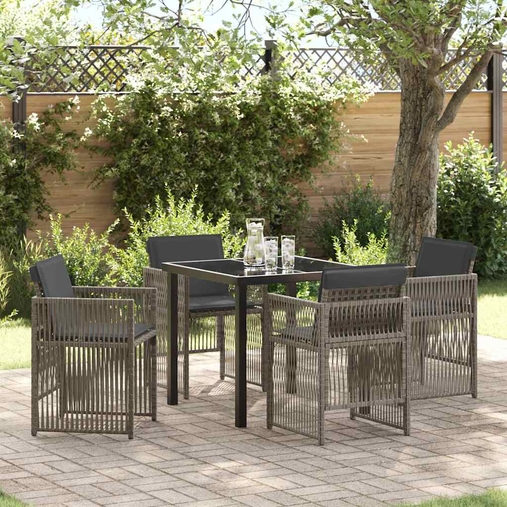 Garden Dining Set 5 pcs Grey Poly rattan