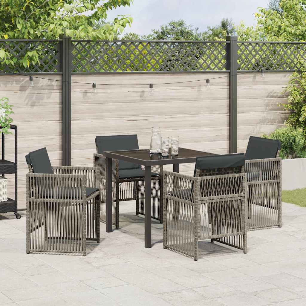 Garden Dining Set 5 pcs Grey Poly rattan