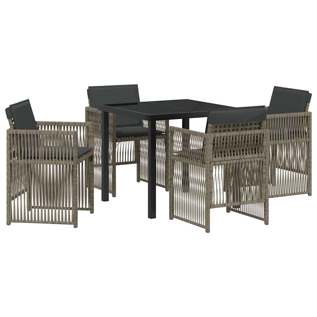 Garden Dining Set 5 pcs Grey Poly rattan