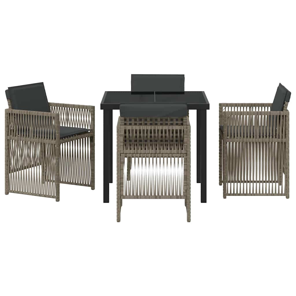 Garden Dining Set 5 pcs Grey Poly rattan