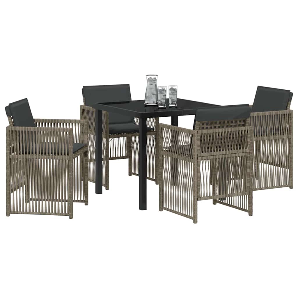 Garden Dining Set 5 pcs Grey Poly rattan