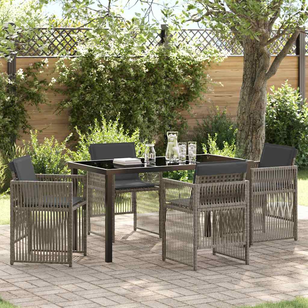 Garden Dining Set 5 pcs Grey Poly rattan