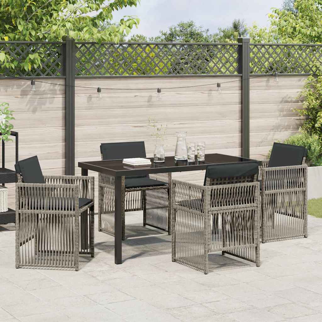 Garden Dining Set 5 pcs Grey Poly rattan