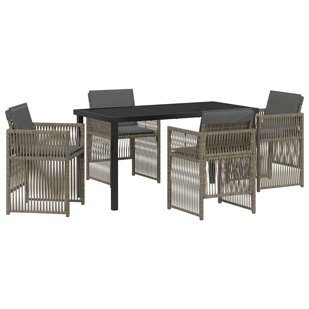 Garden Dining Set 5 pcs Grey Poly rattan