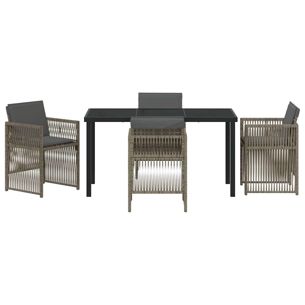 Garden Dining Set 5 pcs Grey Poly rattan