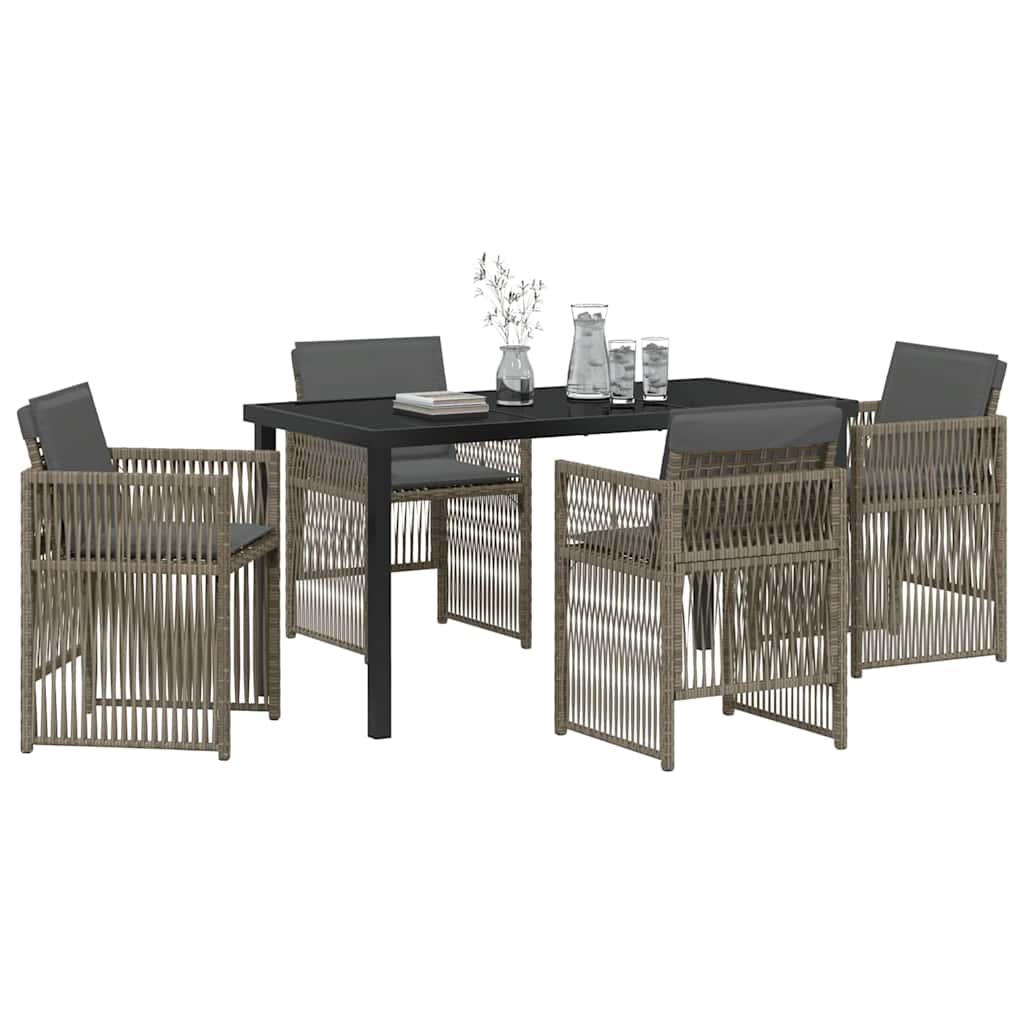 Garden Dining Set 5 pcs Grey Poly rattan