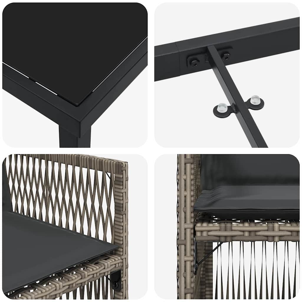 Garden Dining Set 5 pcs Grey Poly rattan