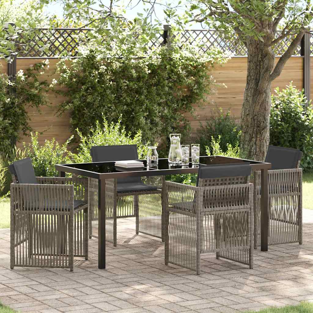 Garden Dining Set 5 pcs Grey Poly rattan