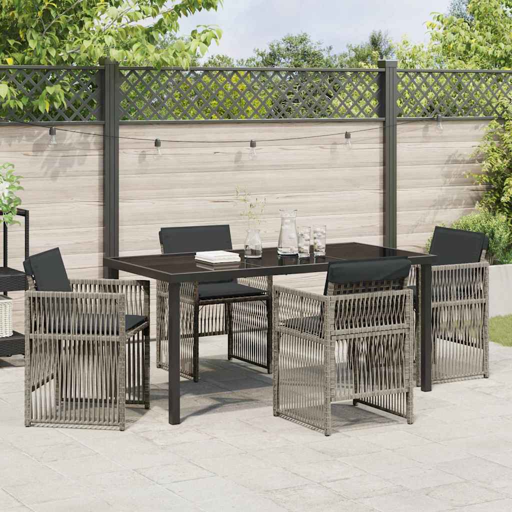 Garden Dining Set 5 pcs Grey Poly rattan