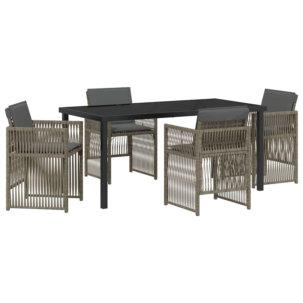 Garden Dining Set 5 pcs Grey Poly rattan