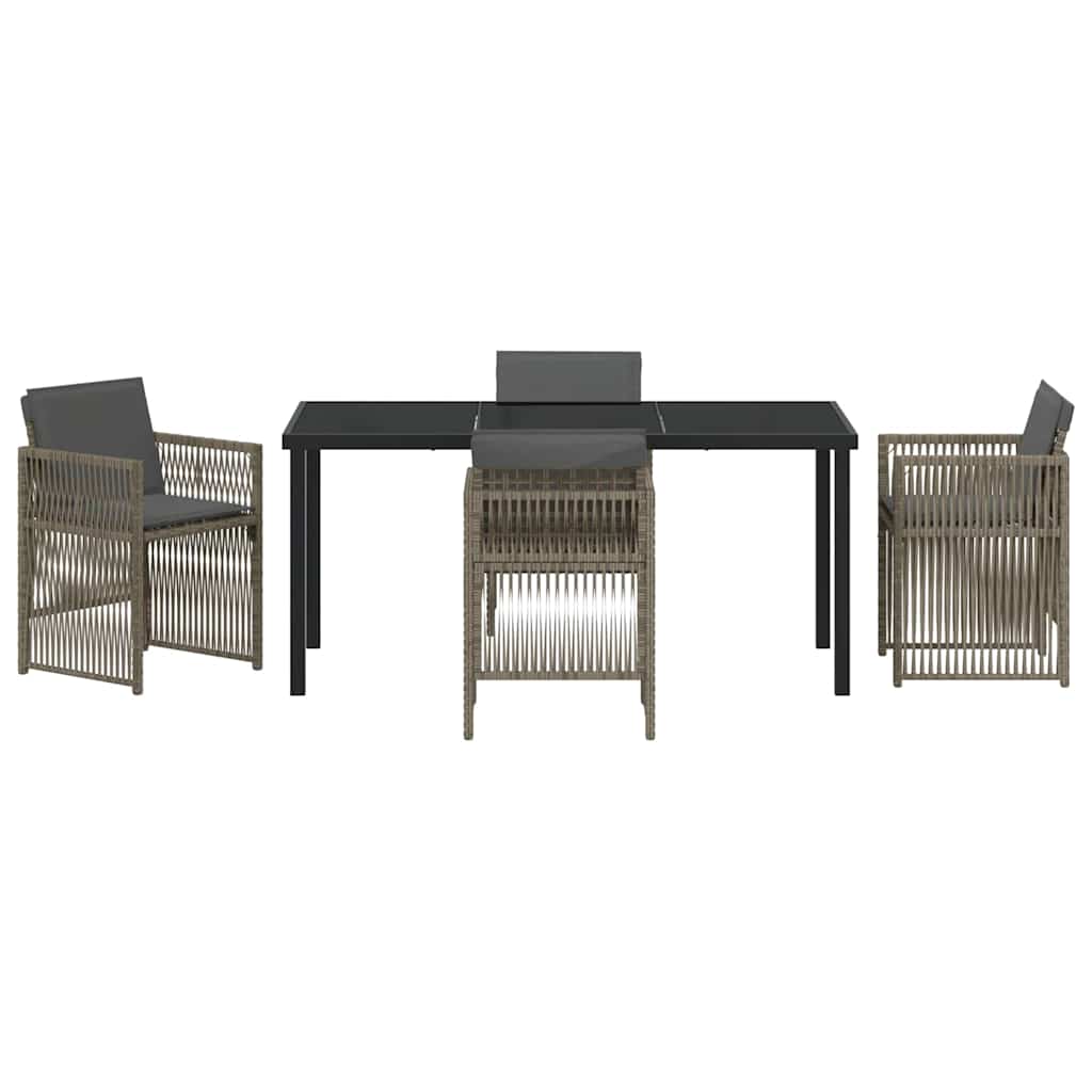 Garden Dining Set 5 pcs Grey Poly rattan