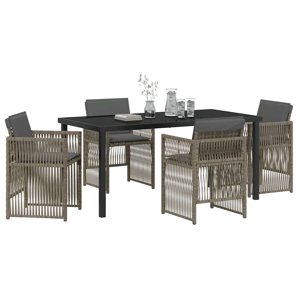 Garden Dining Set 5 pcs Grey Poly rattan