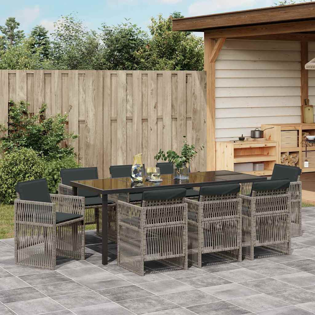 Garden Dining Set 9 pcs Grey Powder-Coated Steel
